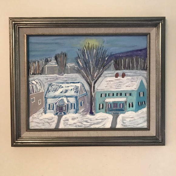 Original Oil Painting Evening Snow 12x16 - Picture 4 of 4